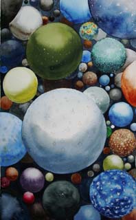 universum enligt Thomas Wright, akvarell Anita Sundman